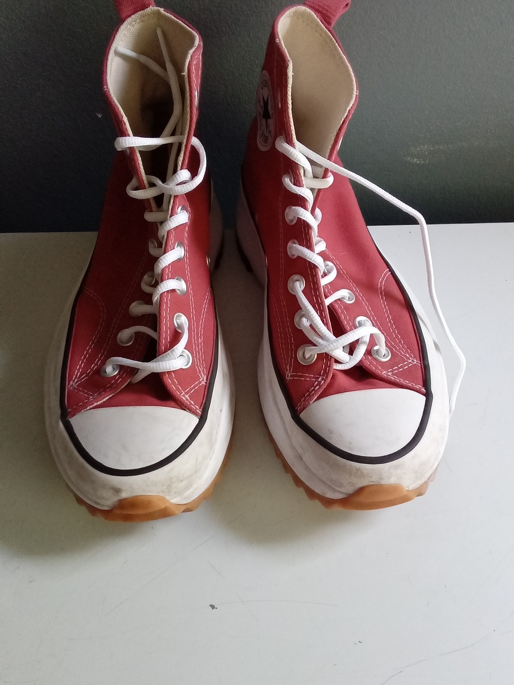 Converse Run Star Hike High Top Red Platform Sneakers Lugged Sole